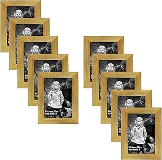 Art Street Set of 10 Individual Wall Photo Frame Golden 4x6 Inches, Picture Frames for Home and Office decorationwith Free Hanging Accessories