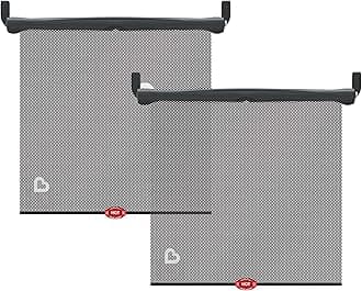 Munchkin Brica Sun Safety Car Window Shade with Heat Alert, Helps Block UVA/UVB Rays, 2 Pack, Black