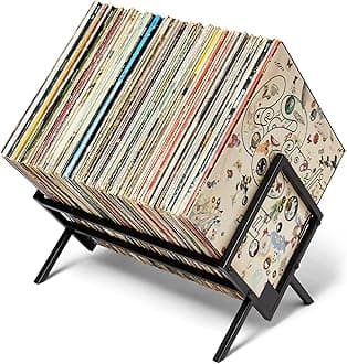Record Storage Racks - Easy Assembly Vinyl Record Holder Stand 100 Lps | Sleek Matte Black LP Holder Stand | Multiuse Vinyl Storage Rack | Storage Rack for Books Magazines Files