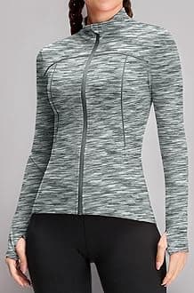 QUEENIEKE Womens Sports Jacket Turtleneck Slim Fit Full-Zip Running Top 80927