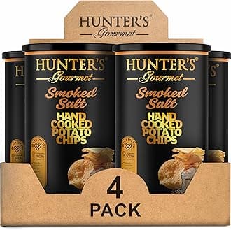 Hunter's Gourmet Premium Cholesterol Free Chips | Naturally Gluten-Free | No Artificial Colors or Preservatives | Made in a Nut-Free Facility | Smoked Salt | Hand-Cooked Snacks | Pack of 4 | 150g