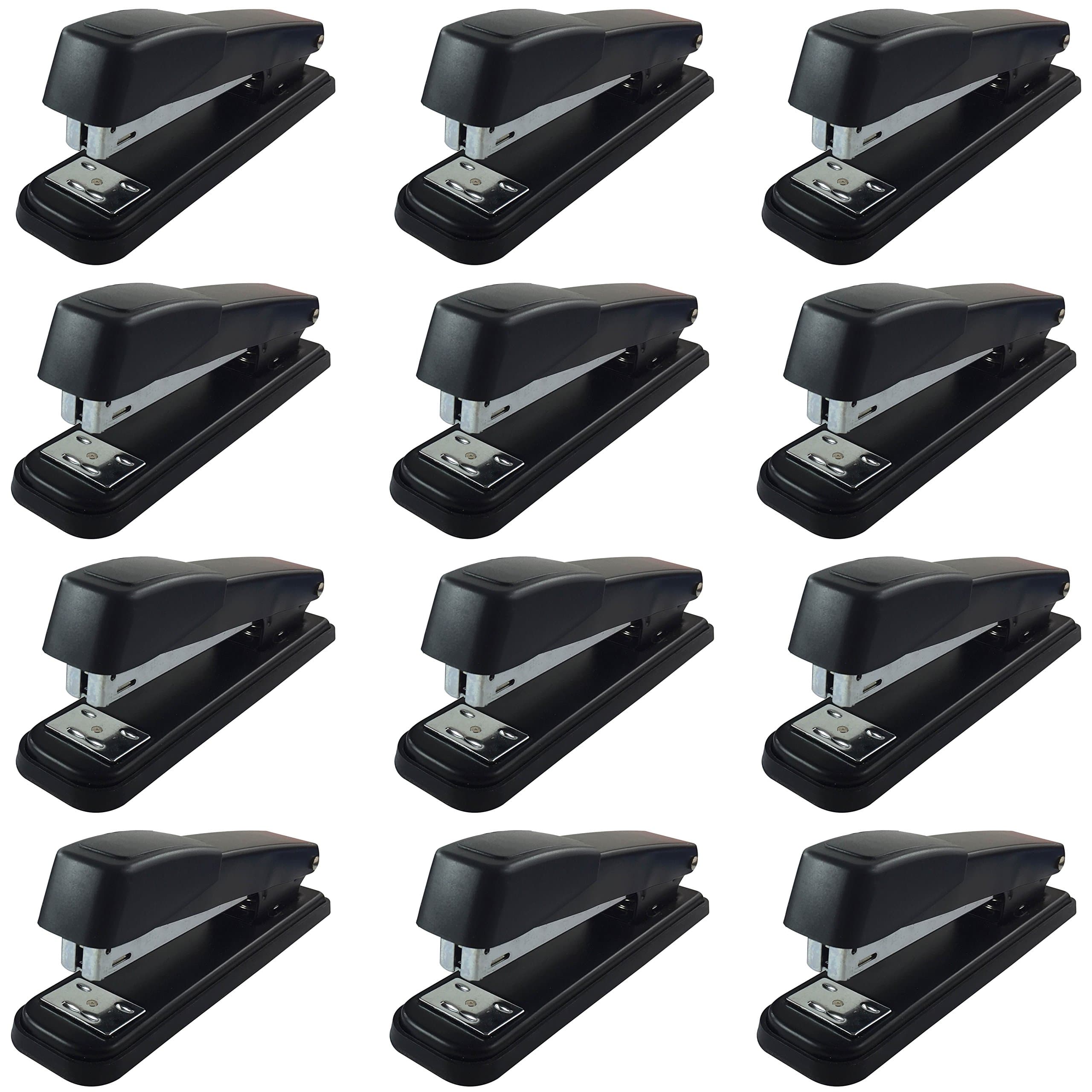 Clipco Stapler with 2000 Staples Full Desk Size Black (12-Pack)