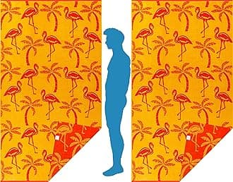 VOOVA & MOVAS 2PC Flamingo Beach Towels for Adult, 40"X75" 650GSM- Jacquard, Thick Cotton Oversized Pool Beach Towels for Men and Women - Soft and Absorbent Swim Bath Sheets, Flamingo
