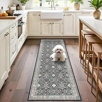 Washable 2x6 Hallway Runner Rug: Ultra Soft Runners for Entrance Kitchen Low Pile Foldable Carpet with Non-Slip Backing for Living Room Bedroom Bathroom Thin Carpet for Laundry Dining Room(Black,2x6)