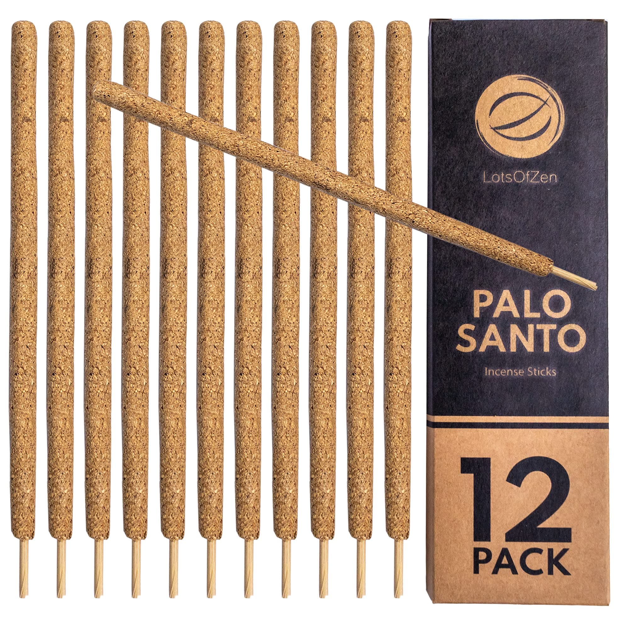 Large Palo Santo Incense Sticks (12 Pack) - Long Burning Handmade Natural Incense for Bad Energy Cleansing from Peru - Thick Palo Santo Resin Sticks