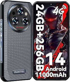 OUKITEL WP35S Rugged Smartphone Unlocked Android 14-24GB+256GB 11000mAh Large Battery, 6.56" FHD+ Phone, 48MP Main Camera IP68/IP69K Waterproof Cell Phone 4G Dual SIM NFC/OTG/BT5.0/T-Mobile,Black
