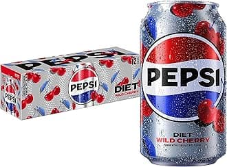 Diet Pepsi Cola Soda Pop, Wild Cherry, 12oz Cans (12 Pack)
