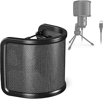 Pop Filter Screen, Compact Microphone Pop Shield Windscreen with Metal Mesh for Recording Studio, YouTube Videos, Streaming, Podcast (Black)