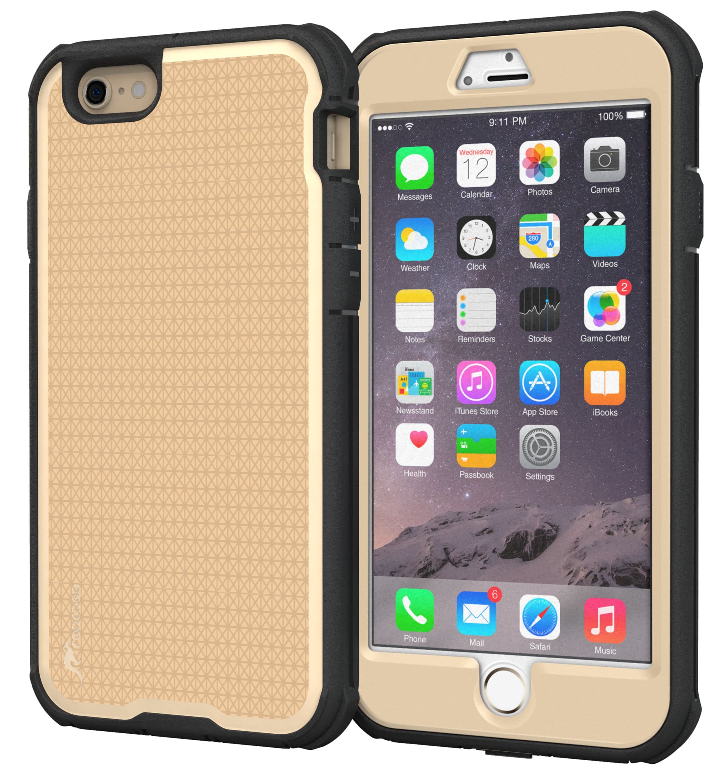 roocase iPhone 6s Plus Case - roocase [VersaTough] iPhone 6s Plus Rugged Armor Full Body Tough Case for Apple iPhone 6 Plus / 6s Plus (2015), Fossil Gold