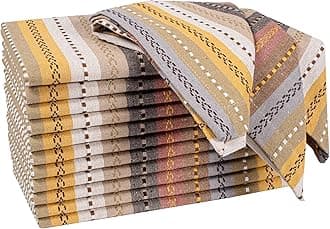 Ramanta Home Salsa Stripe Natural Oversized Cloth Napkins 20x20 Inches, Cotton Soft & Durable Table Napkin Ideal for Weddings, Restaurant, Washable Kitchen Fabric for Everyday Use