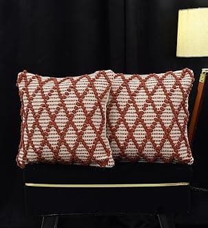 Furnistitchs Premium Decorative Throw Cushion Pillow Cover Boho Home Decor - Living Room Bedroom Couch Sofa Cushion Covers 16 inch x 16 inch (1, Maroon Cross)