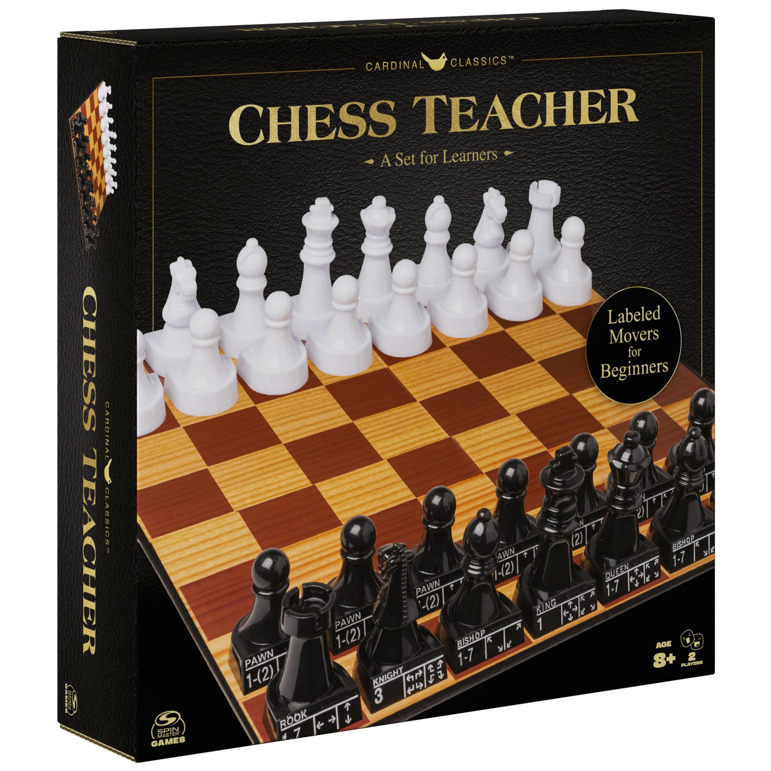 Spin Master Games, Cardinal Classics Chess Teacher, Learn to Play Strategy Board Games for Beginners, Chess Sets for Adults, 2 Players, for Ages 8 & Up