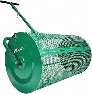 LANDZIE Lawn & Garden Spreaders - 36 Inch Heavy Duty Metal Mesh Basket Push/Tow Spreader - Compost, Peat Moss, Top Soil, Mulch - Durable Lightweight Multi-Purpose Yard Care Equipment - Manure Spreader
