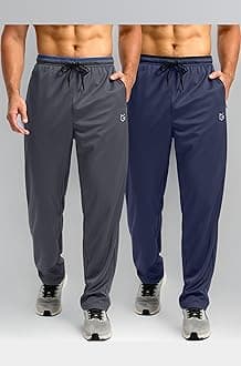 G Gradual Men's Sweatpants Open Bottom Athletic Pants with Zip Pockets Mesh Lightweight for Running, Workout, Lounge