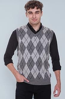 Woolen V Neck Sleeveless Half Sweater for Man Winter Pullover