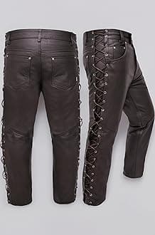 Leather Pants Motorcycle Pants for Mens 30" to 44" Waist Jeans Style Pant with 5 Pockets Motorbike Pant for Biker