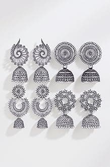 MEENAZ earrings for women fashion jhumka oxidised Silver Earrings for women Combo chandbali pearl chandbali stylish jhumkas traditional Earrings For girls South indian traditional Ear Rings -M124
