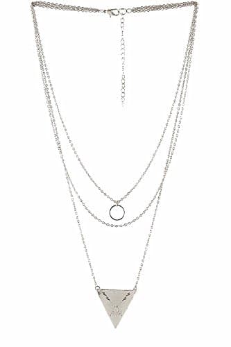 Metal Alloy Layered Silver Statement Necklace