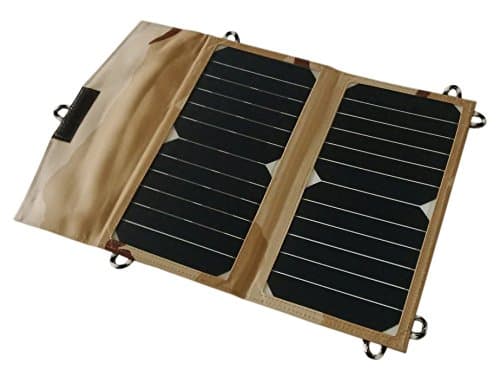 14 Watt Dual USB 5V SUNPOWER Solar Cell High Efficiency Foldable Portable Solar Panel Charger for iPhone / Samsung / LG / Xiaomi / iPad / Power Bank (Desert Camouflage)