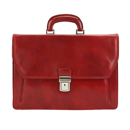 MINI BRIEFCASE "SERGIO" WITH GENUINE CALF LEATHER 7606 (Light red)