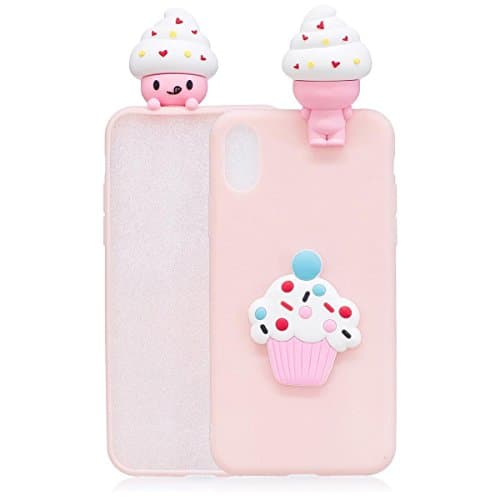 iphone X 3D Cartoon Cute Rubber Protective Case Ice Cream, Soft TPU Silicone Christmas Phone Case Cover For iphone X