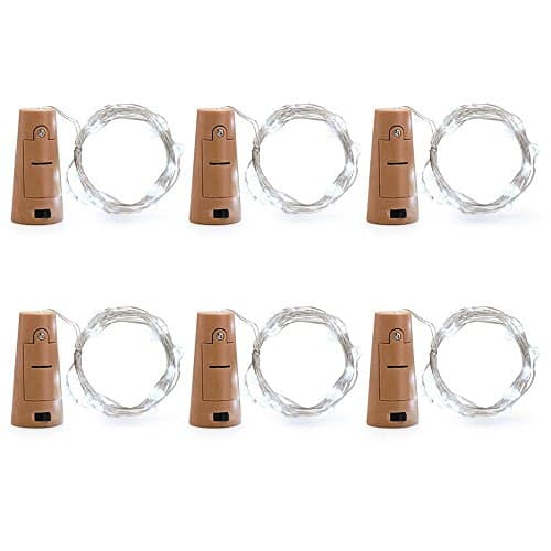 Ferryman 6 Packs 2m/7.2ft Micro Artificial Cork Copper Wire Starry Fairy Lights for Party-White Light