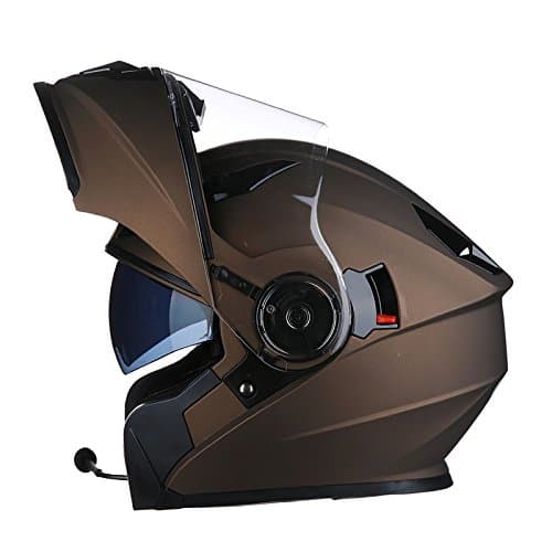 YRTK Motorcycle Helmets Men's Full-Face Helmets Cover With Bluetooth Four Seasons Flip-Up Helmets Hard Hat Electric,D-XL(57-58cm)