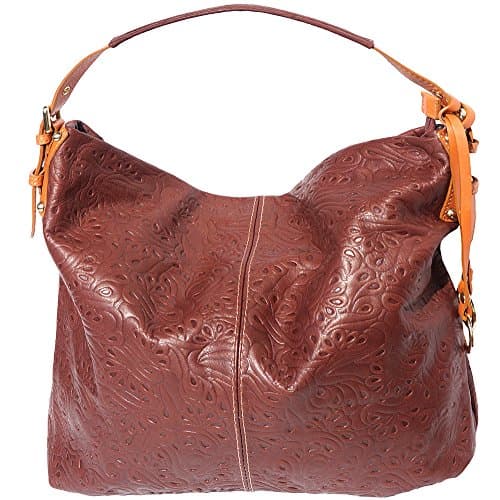 Hobo bag with an adjustable handle 8001S (Brown-leather)