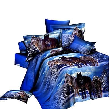 zhENfu 3D Flower Printed with Queen King Size 4pcs Bedding Set Duvet Cover Bed Sheet Bedclothes