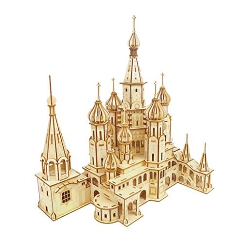 lemogo 3D Wooden Puzzles DIY Safe Assembly Constructor Kit (Saint Basil's Cathedral)