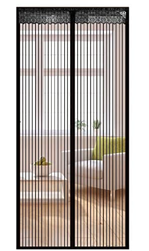 Magnetic Fly Insect Door Screen Mesh Curtain Keep Bugs Out Lets Fresh Air In. (35.4"x82.6", Black)