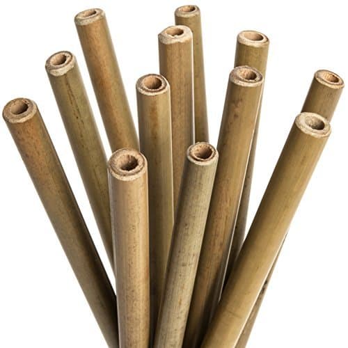 All Natural Bamboo Drinking Straws by Elemental Home - Set Of 12, Reusable Bamboo Straws & 2 Nylon Straw Cleaning Brushes - 100% Natural, Eco-Friendly, Non-Toxic & Safe Bamboo -- 12, 8 Bamboo Straws by Elemental Home