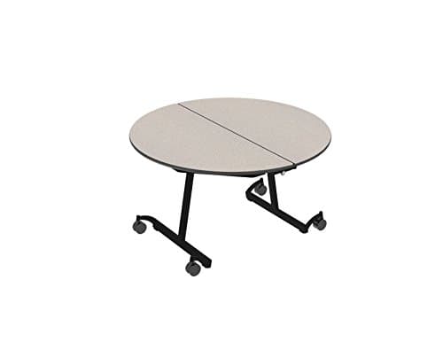 Palmer Hamilton 22m Easy Folding 48" Round Mobile School Table, Gray/Black 27"H, T Legs, Cafeteria Breakroom
