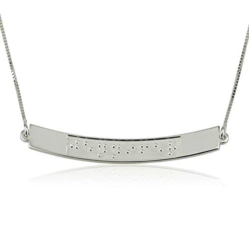Custom Curved Bar Necklace in Braille Text