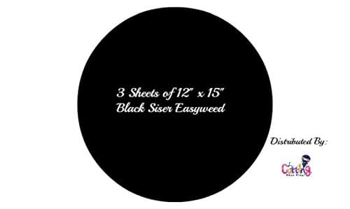 Cutting Edge Vinyl 12" x 15" 3 Sheets Siser EasyWeed T-Shirt Iron-on Heat Transfer Vinyl (Black)