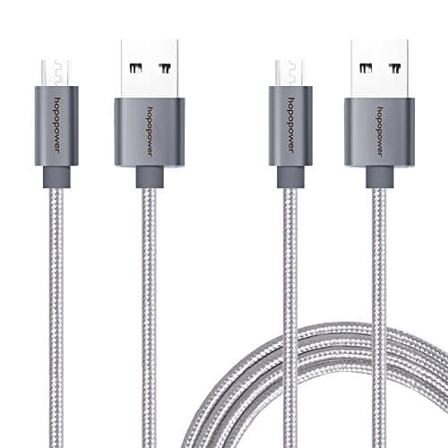 Hopopower 2Pack(1ft 6ft) Durable Braided Nylon Micro USB to USB Charger Cable Sync Charging Cord for Android, Samsung Galaxy, Google Nexus, LG, HTC, Nokia, Sony, Power bank (gray)