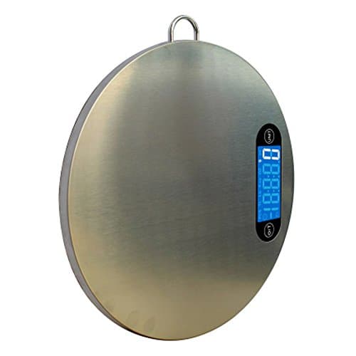 Praline Food Scale Best Professional Multifunction Digital Kitchen Scale with Hanger for Easy Storage Stainless Steel & Easy To Clean Measures Grams, Ounces & Fluid Ounces, 11 lb