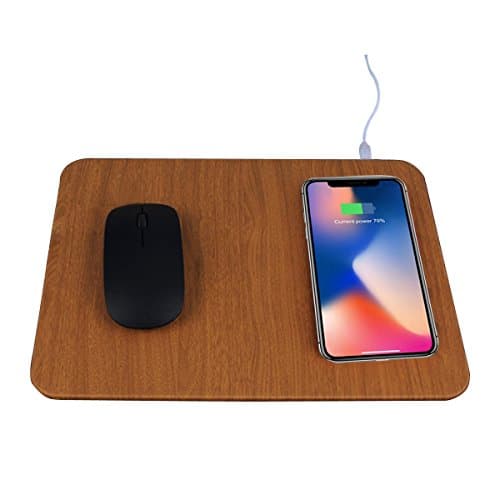SNOHE Qi Wireless Charging Mouse Pad - Wireless Charger for iPhone X / 8/8 Plus, Samsung Note 8 / S8 / S8+ / S8 Plus / S7 / S6 Edge & All Qi Enabled Devices - Wood Color(NO AC Adapter)