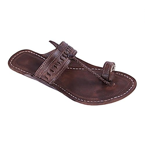 KOLHAPURI CHAPPAL Original Nice-Looking S Punching Brown for Men Slipper Sandal