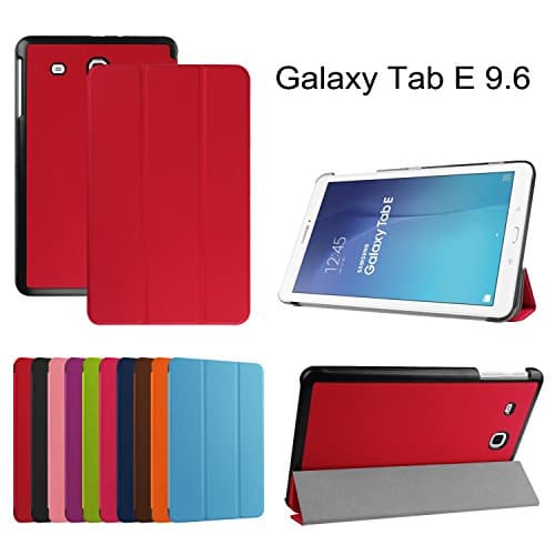 Samsung Galaxy Tab E 9.6 Case, CJ Sunshine Ultra Slim Lightweight Smart-Shell Stand Cover with Smart Cover with Auto Sleep/Wake, for Galaxy Tab E 9.6"/ Tab E Nook 9.6-Inch Tablet.(Red)