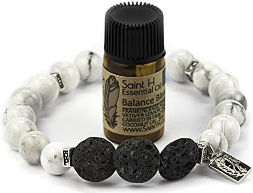 Saint H Howlite Lava Stone Diffuser Bracelet Includes Essential Oil Sample-Medium