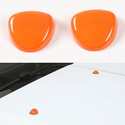 Pair Orange ABS Front Windshield Washer Wiper Spray Nozzle Cover for Jeep Renegade 2015 2016 2017 2018