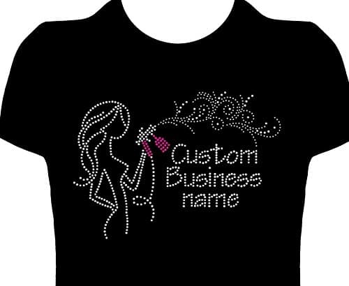 Spray Tanning Technician Rhinestone Iron-on Transfer Customize with your Company Name! (white spray)