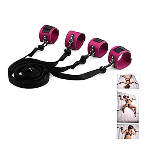 Under Bed Restraint System, Angelary Restraint Kit with Ankle Hand Cuffs Soft and Comfortable Suitable for Both Men and Women - Adjustable Straps Fit Almost Any Size Mattress, Purple Adult Toys