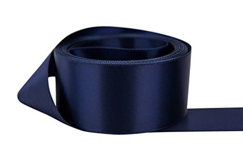 Double Faced Satin - Premium Gloss Finish - 100% Polyester Ribbon for Gift Wrapping, Crafts, Scrapbooking, Hair Bow, Decorating & More - 5/8" Navy 50yd