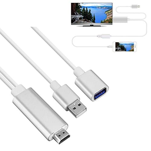 Lightning to HDMI Adapter ,Feihe Plug & Play Lightning Digital AV to HDMI 1080P Cable Adapter for iPhone/iPad/iPod Touch Models,Projector-Silver