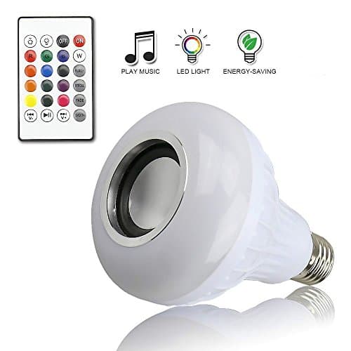LightingU E27 RGB LED Bulb-Bluetooth Music Audio Speaker Lamp with 24 Keys Remote Control for Home Stage Party Gifts Indoor Decoration (Pack of 1 Bulb)