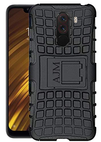 AJM Premium Quality Defender Stylish Hard Back Armor Shock Proof Case Cover with Back Stand Feature for Xiaomi Redmi Poco F1