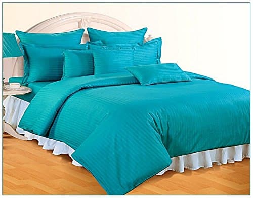 Royal Home Collection 650 Thread Count 1pc Comforter (300 gsm Microfiber Fill Box Stitched) Hospital Twin XL Size, Turquoise Blue/ Teal Stripe 100% Egyptian Cotton