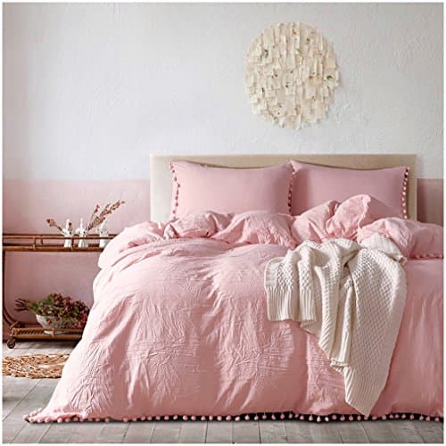 Duvet Cover Set King with Hidden Zipper Closure,Solid Color 3pcs Soft Microfiber Bedding Set Includes 1 Comforter Cover and 2 pillow Shams (King, Light Pink)